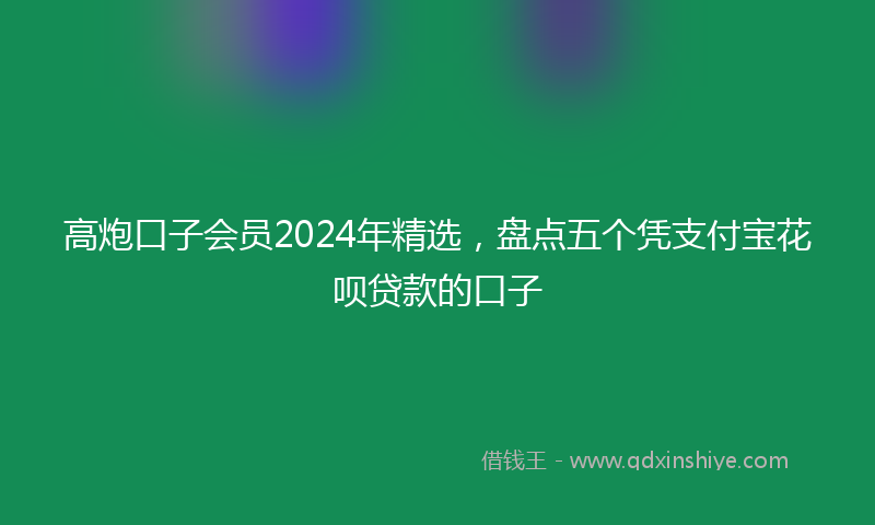 高炮口子会员2024年精选，盘点五个凭支付宝花呗贷款的口子