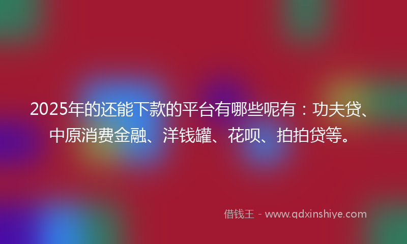 2025年的还能下款的平台有哪些呢有：功夫贷、中原消费金融、洋钱罐、花呗、拍拍贷等。