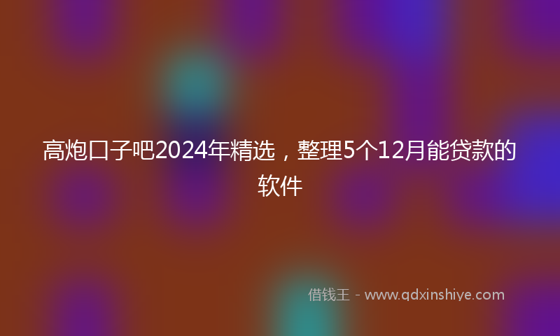 高炮口子吧2024年精选，整理5个12月能贷款的软件