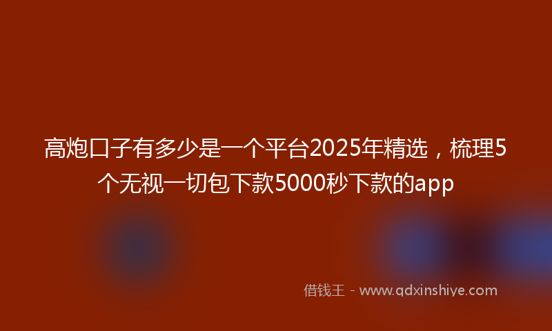 高炮口子有多少是一个平台2025年精选，梳理5个无视一切包下款5000秒下款的app