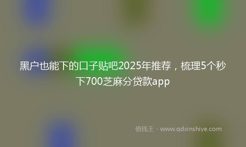 黑户也能下的口子贴吧2025年推荐，梳理5个秒下700芝麻分贷款app