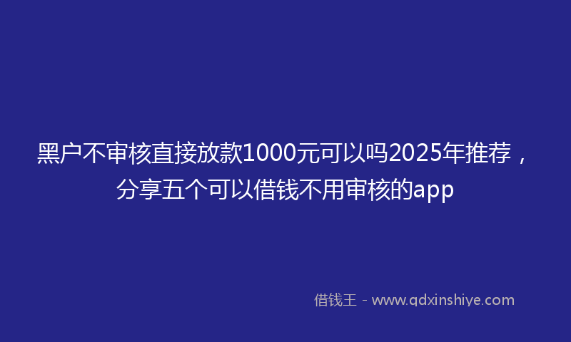 黑户不审核直接放款1000元可以吗2025年推荐，分享五个可以借钱不用审核的app