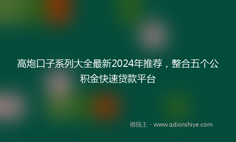 高炮口子系列大全最新2024年推荐，整合五个公积金快速贷款平台