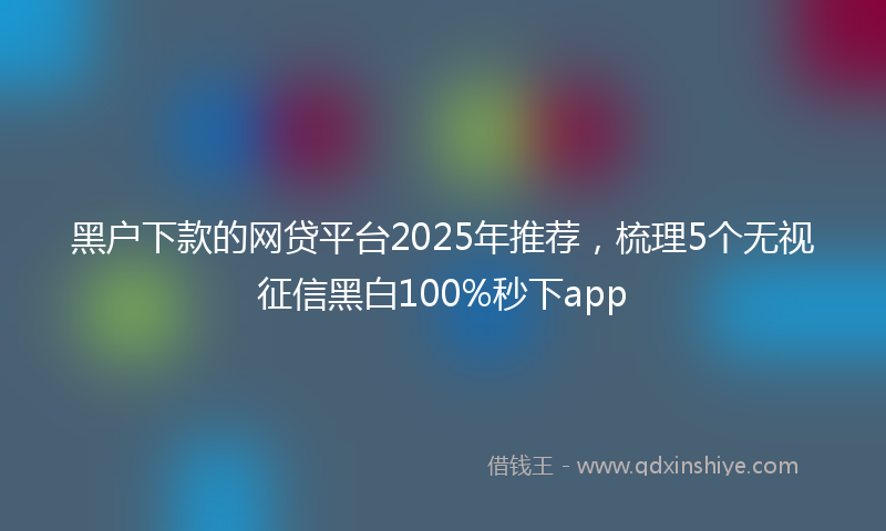 黑户下款的网贷平台2025年推荐，梳理5个无视征信黑白100%秒下app
