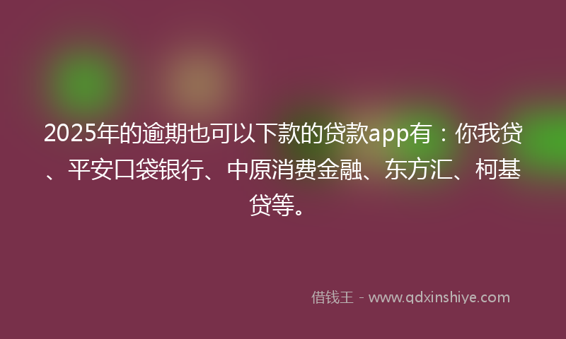 2025年的逾期也可以下款的贷款app有：你我贷、平安口袋银行、中原消费金融、东方汇、柯基贷等。