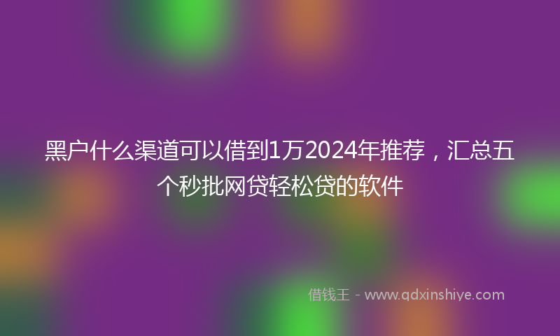 黑户什么渠道可以借到1万2024年推荐，汇总五个秒批网贷轻松贷的软件