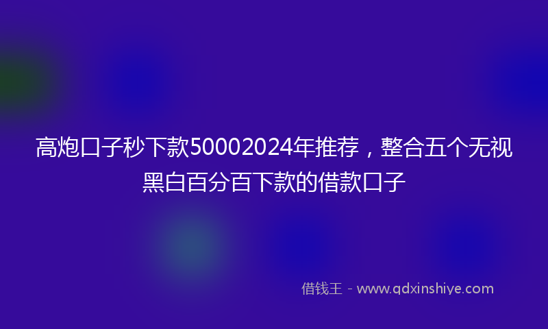高炮口子秒下款50002024年推荐，整合五个无视黑白百分百下款的借款口子