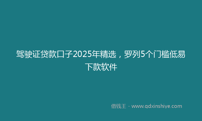 驾驶证贷款口子2025年精选，罗列5个门槛低易下款软件