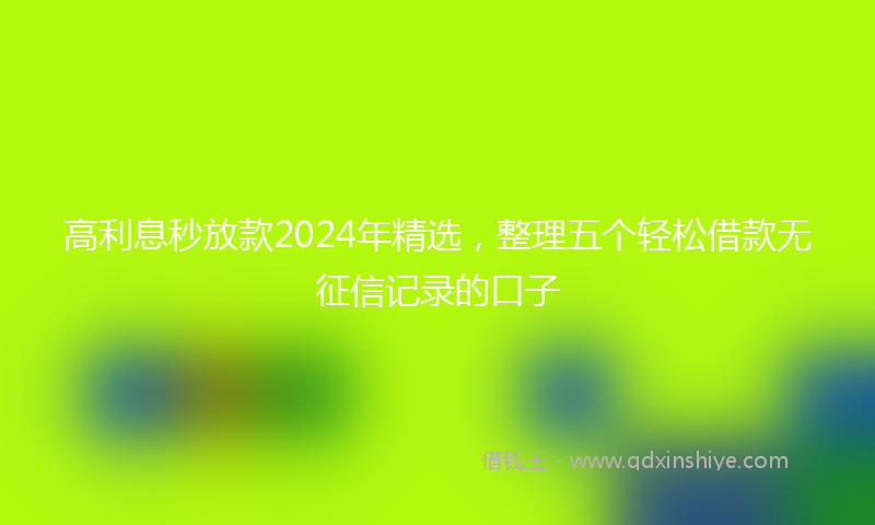高利息秒放款2024年精选，整理五个轻松借款无征信记录的口子