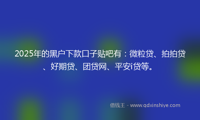 2025年的黑户下款口子贴吧有：微粒贷、拍拍贷、好期贷、团贷网、平安i贷等。