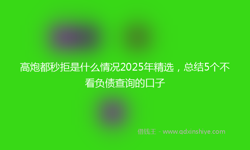 高炮都秒拒是什么情况2025年精选，总结5个不看负债查询的口子