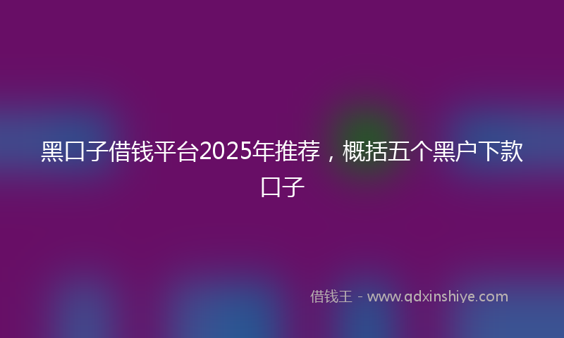 黑口子借钱平台2025年推荐，概括五个黑户下款口子