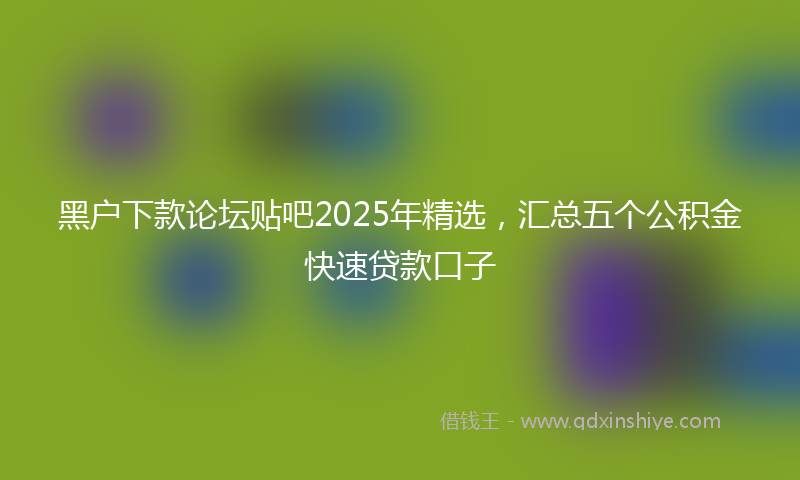 黑户下款论坛贴吧2025年精选，汇总五个公积金快速贷款口子