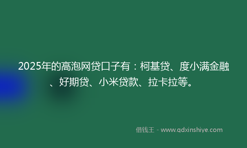 2025年的高泡网贷口子有：柯基贷、度小满金融、好期贷、小米贷款、拉卡拉等。