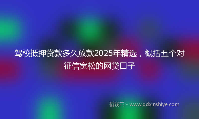 驾校抵押贷款多久放款2025年精选，概括五个对征信宽松的网贷口子