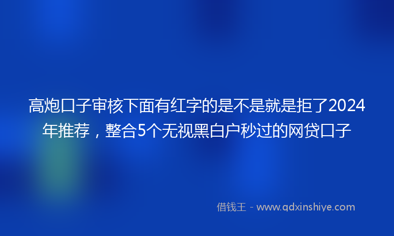 高炮口子审核下面有红字的是不是就是拒了2024年推荐，整合5个无视黑白户秒过的网贷口子