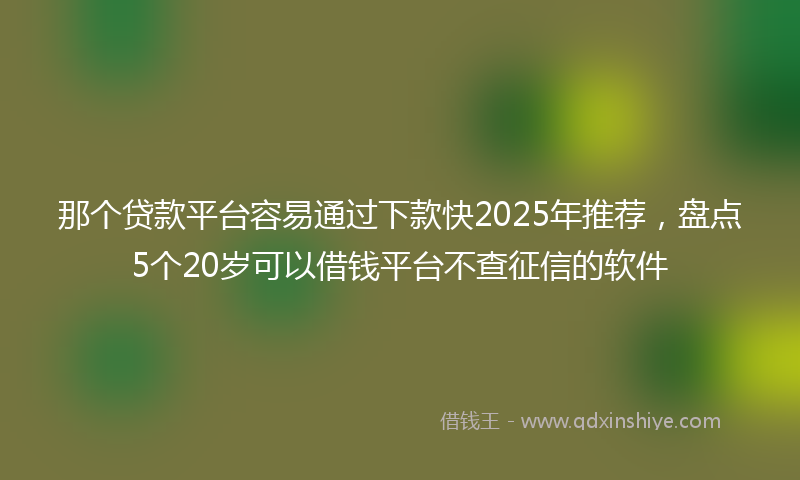 那个贷款平台容易通过下款快2025年推荐，盘点5个20岁可以借钱平台不查征信的软件