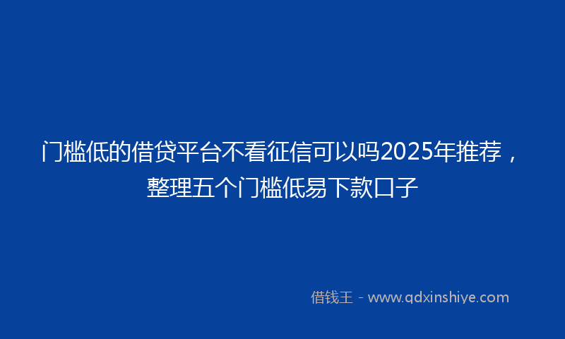 门槛低的借贷平台不看征信可以吗2025年推荐，整理五个门槛低易下款口子