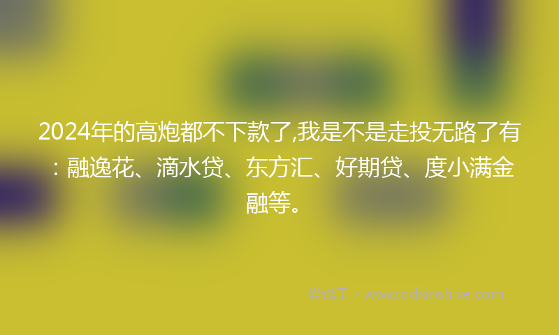 2024年的高炮都不下款了,我是不是走投无路了有：融逸花、滴水贷、东方汇、好期贷、度小满金融等。