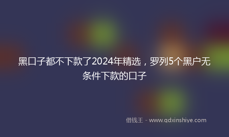黑口子都不下款了2024年精选，罗列5个黑户无条件下款的口子