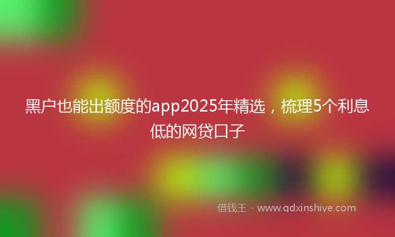 黑户也能出额度的app2025年精选，梳理5个利息低的网贷口子