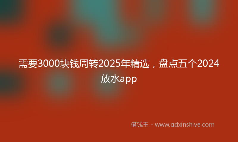 需要3000块钱周转2025年精选，盘点五个2024放水app