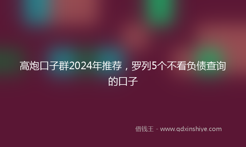 高炮口子群2024年推荐，罗列5个不看负债查询的口子