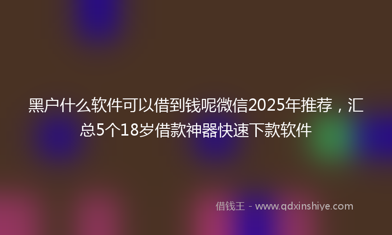 黑户什么软件可以借到钱呢微信2025年推荐，汇总5个18岁借款神器快速下款软件