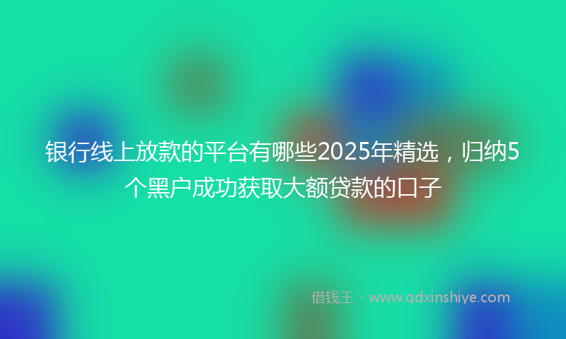银行线上放款的平台有哪些2025年精选，归纳5个黑户成功获取大额贷款的口子