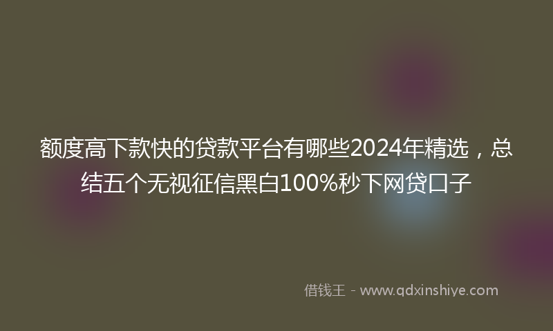 额度高下款快的贷款平台有哪些2024年精选，总结五个无视征信黑白100%秒下网贷口子