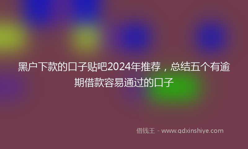 黑户下款的口子贴吧2024年推荐，总结五个有逾期借款容易通过的口子