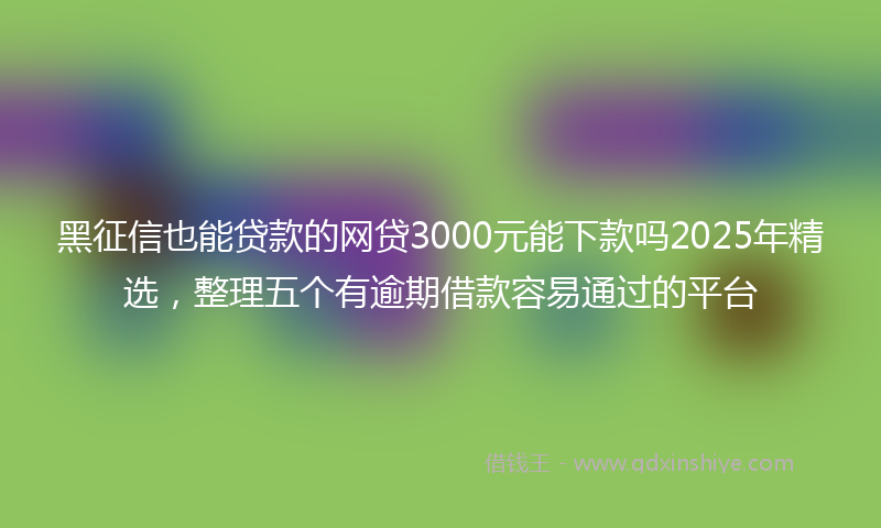 黑征信也能贷款的网贷3000元能下款吗2025年精选，整理五个有逾期借款容易通过的平台