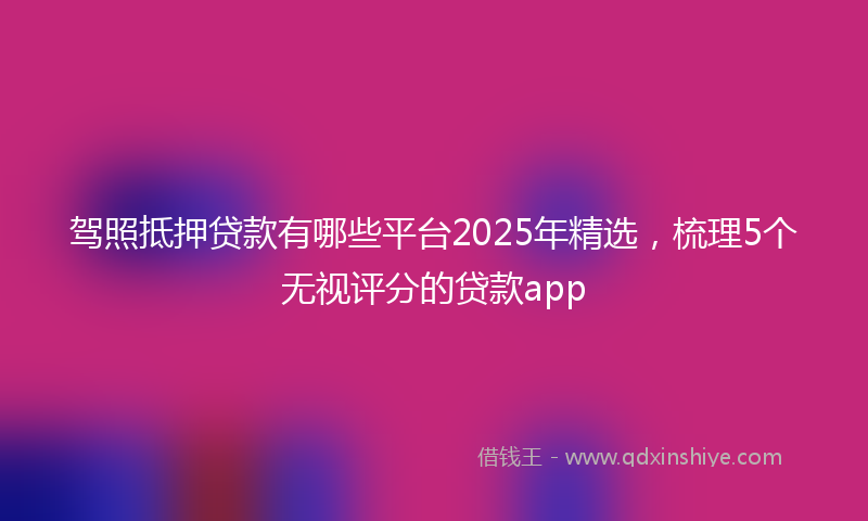 驾照抵押贷款有哪些平台2025年精选，梳理5个无视评分的贷款app