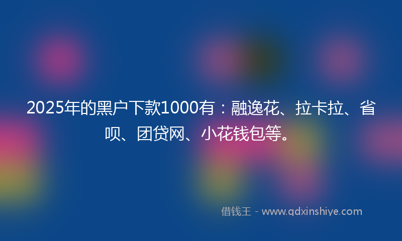 2025年的黑户下款1000有：融逸花、拉卡拉、省呗、团贷网、小花钱包等。