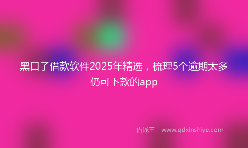 黑口子借款软件2025年精选，梳理5个逾期太多仍可下款的app