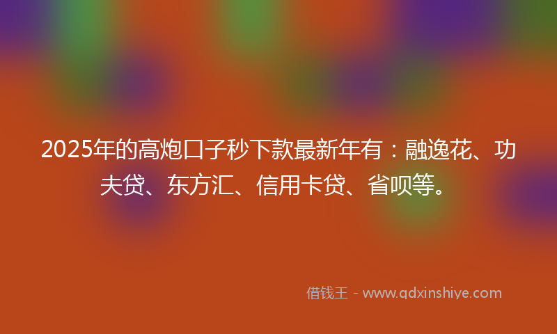 2025年的高炮口子秒下款最新年有：融逸花、功夫贷、东方汇、信用卡贷、省呗等。
