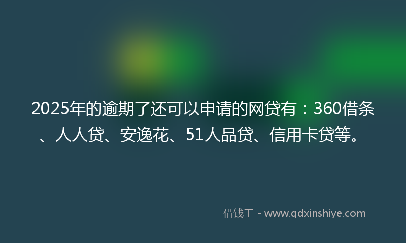 2025年的逾期了还可以申请的网贷有：360借条、人人贷、安逸花、51人品贷、信用卡贷等。