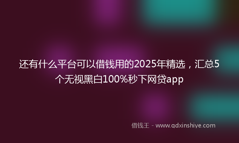 还有什么平台可以借钱用的2025年精选，汇总5个无视黑白100%秒下网贷app