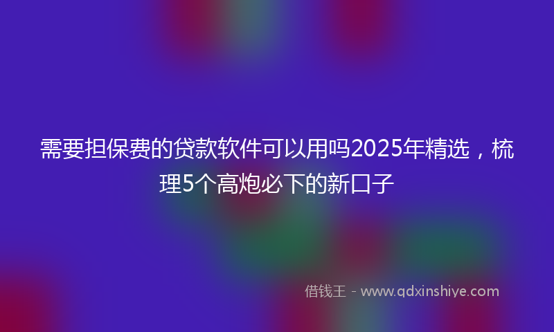 需要担保费的贷款软件可以用吗2025年精选，梳理5个高炮必下的新口子