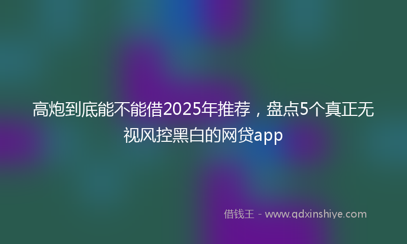 高炮到底能不能借2025年推荐，盘点5个真正无视风控黑白的网贷app