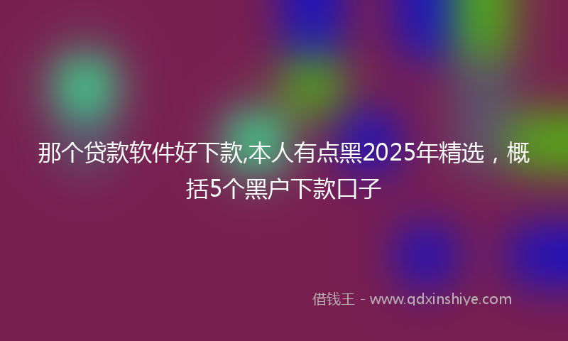 那个贷款软件好下款,本人有点黑2025年精选，概括5个黑户下款口子