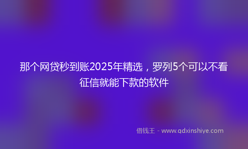 那个网贷秒到账2025年精选，罗列5个可以不看征信就能下款的软件