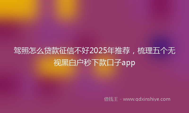 驾照怎么贷款征信不好2025年推荐，梳理五个无视黑白户秒下款口子app