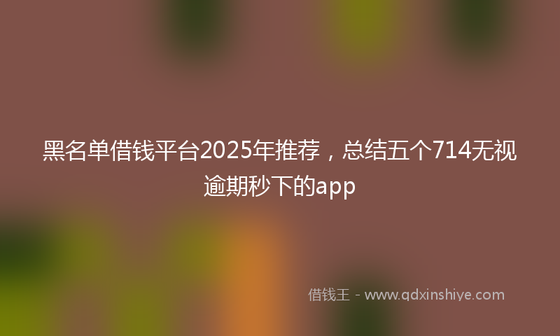 黑名单借钱平台2025年推荐，总结五个714无视逾期秒下的app