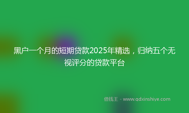 黑户一个月的短期贷款2025年精选，归纳五个无视评分的贷款平台