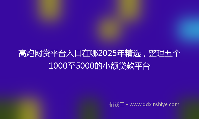 高炮网贷平台入口在哪2025年精选，整理五个1000至5000的小额贷款平台