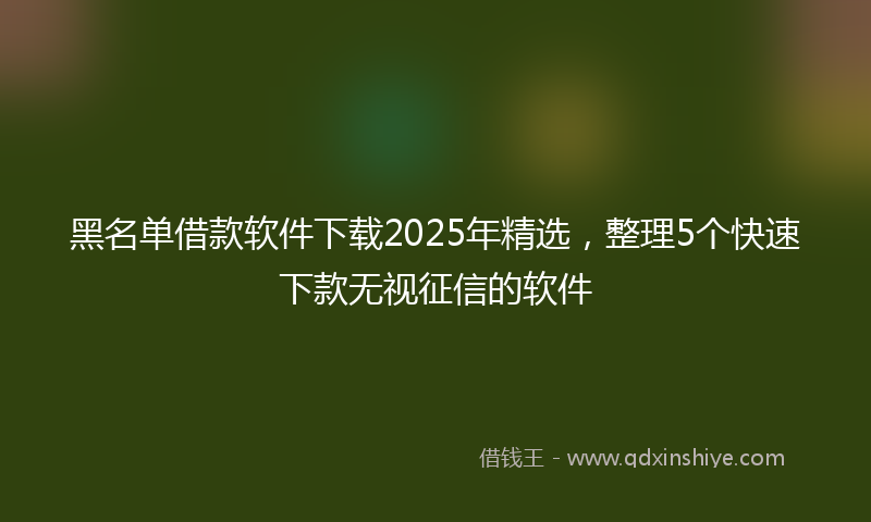 黑名单借款软件下载2025年精选，整理5个快速下款无视征信的软件