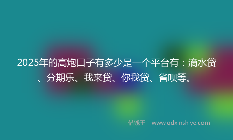 2025年的高炮口子有多少是一个平台有：滴水贷、分期乐、我来贷、你我贷、省呗等。