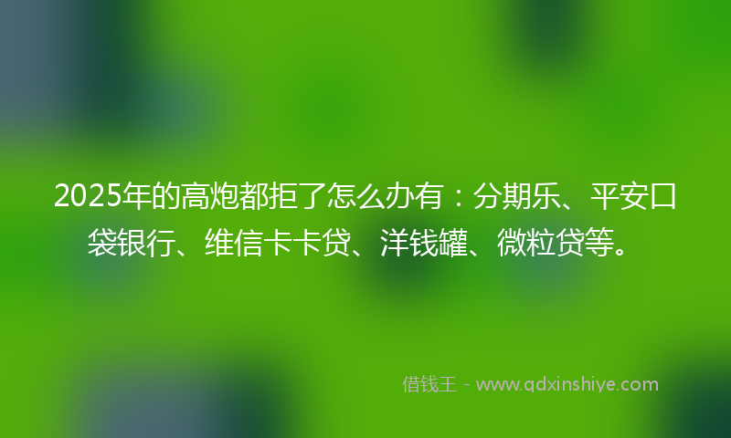 2025年的高炮都拒了怎么办有：分期乐、平安口袋银行、维信卡卡贷、洋钱罐、微粒贷等。