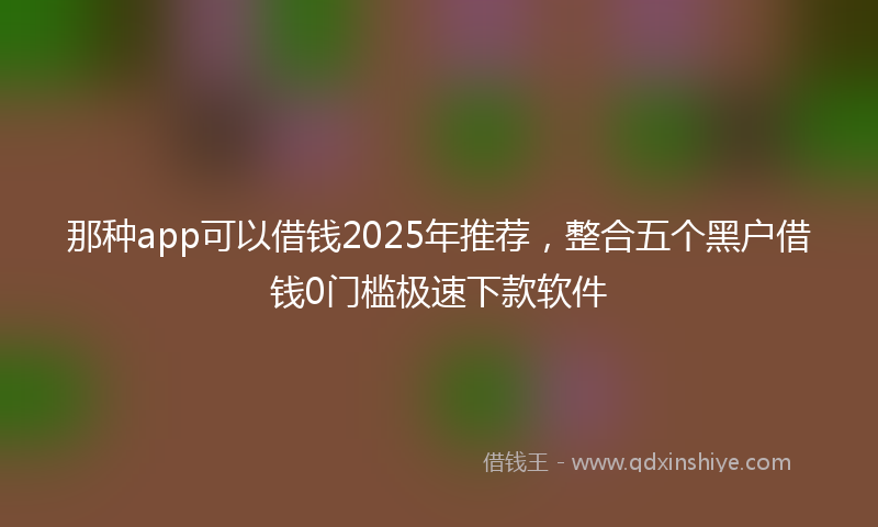 那种app可以借钱2025年推荐，整合五个黑户借钱0门槛极速下款软件